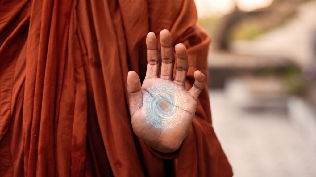 Monk with healing hand